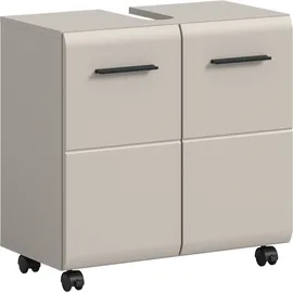 WELLTIME Waschbeckenunterschrank WELLTIME "FLORENZ, Waschbeckenunterschrank mit Rollen, hochwertige MDF-Front", beige (kaschmir nachbildung), B:60cm H:58cm T:31cm, FSC-zertifizierter Holzwerkstoff, Schränke, Waschbeckenunterschrank, Waschbeckenunterschrank, WBU,