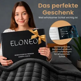 eloneo Sherpa Fleece Gewichtsdecke 135x200cm 9kg, Oeko-Tex Zertifiziert, Entspannungsdecke & Anti-Stress Therapiedecke, schwere Decke zum Schlafen, schwarz