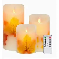 3er-pack Ahornblatt-led-kerzen, Warmweiß, Flammenlos, Batteriebetrieben, Flackernde Dochtkerzen Mit Fernbedienung Und Timer Für Heimdekoration Und Hochzeit (ahornblatt) – Rwbougie