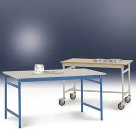 Manuflex BB3037.7035 Beistelltisch BASIS stationär mit Kunststoff-Tischplatte in Lichtgrau RAL 7035, BxTxH: 1250 x 600 x 780mm