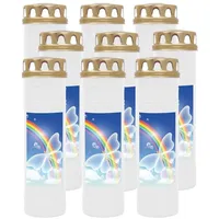 HS Candle Grabkerze mit Motiv 100h Brenndauer (9-tlg), Ø7xH25 cm, Grabkerze mit Motiv im 1er, 3er, 6er, 9er Pack weiß