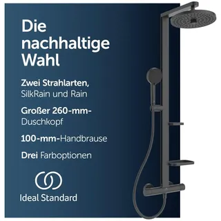 Ideal Standard Alu+ Duschsystem Thermostat mit Regen- & Handbrause Schwarz Matt