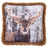 done.® Dekokissen »Deer«, Bedrucktes Kissen in feinem Samtstoff, braun