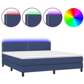 vidaXL Boxspringbett mit Matratze & LED Blau 180x200 cm Stoff