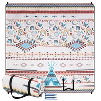 JEMIDI Boho Picknickdecke 200x200 - Picknickdecke groß - Stranddecke