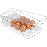 Relaxdays Eierbox, 18 Eier, Eierorganizer für Kühlschank, Eierdose mit Deckel, HBT: 8 x 16,5 x 31,5 cm,