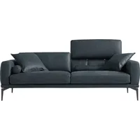 2,5-Sitzer EGOITALIANO "Masu, Designsofa mit erstklassigem Sitzkomfort", grau (smoke), B:218cm H:95cm T:97cm, Leder »BULL« (echtes Rindsleder). Geschliffenes, pigmentiertes und behandeltes Rindsleder mit einer Dicke von 1, 3-1, 5 mm. Dieses Leder zeigt eine ziemlich weiche Hand mit einem halb undurchsichtigen Aussehen. Es handelt sich um ein geschütztes Leder. Eine leichte Deckschicht schützt sie vor Flecken, ohne ihre ursprünglichen Eigenschaften zu verändern. Die geschützten Leder kombinieren die Vorteile von Natürlichkeit und Weichheit mit einer guten Beständigkeit gegen Verschleiß und Ausbleichen. Das Vorhandensein der charakteristischen Zeichen, die das Leben des Tieres bestimmen, wie Narben, Körnungsunterschiede, Falten, Adern, Disharmonien in Farbtönen, beweisen ihre absolute Echtheit und großen Wert., Sofas, inkl. 2 Kissenrollen, Rückenelemente manuell verstellbar, Metallfüße