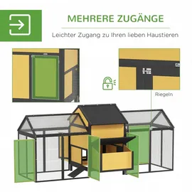 PawHut Hühnerstall Kleintierstall 247 x 125 x 113,5 cm Gelb