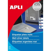 APLI Apli, 12975 selbstklebendes Etikett rund, Durchmesser 40 mm, silber