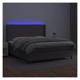 vidaXL Boxspringbett mit Matratze & LED Grau 180x200 cm Kunstleder