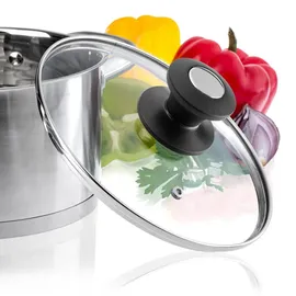 Kadax Topfdeckel "Barletta", hitzebeständiger Deckel-set aus Glas mit griff, drei Größen Ø20/24/26/28 cm,