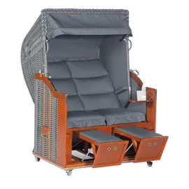 SonnenPartner - Strandkorb Classic 2-sitzer Duo-style Halbliegemodell Onix/charcoal Mit Sonderausstatt