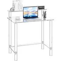 Vevor Acryltisch Computertisch 2-stufiger Bürotisch mit Monitorständer, moderner Schreibtisch (60 kg belastbar) für Schlafzimmer Büro Arbeitszimmer Garderobe, 50 x 80 x 88 cm (transparent)