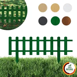 Floranica Zierzaun aus Holz 100 x 40 cm Grün imprägniert Steckzaun als Beeteinfassung Rasenkante Tierzaun Bauernzaun - Grün