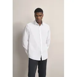 Langarmhemd BUGATTI, Herren, Gr. XXL, Normalgrößen, weiß, 100% Baumwolle, casual, normal, Langarm eckige 2-Knopf-Manschette, Hemden, im edlen Design