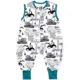 TupTam Sommerschlafsack Baby mit Beinen– Leichter Schlafsack Baby Sommer 0.5 TOG, OEKO-TEX, Farbe: Bagger/Grün, Größe: 68-74 - 68-74