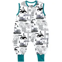 TupTam Sommerschlafsack Baby mit Beinen– Leichter Schlafsack Baby Sommer 0.5 TOG, OEKO-TEX, Farbe: Bagger/Grün, Größe: 68-74 - 68-74