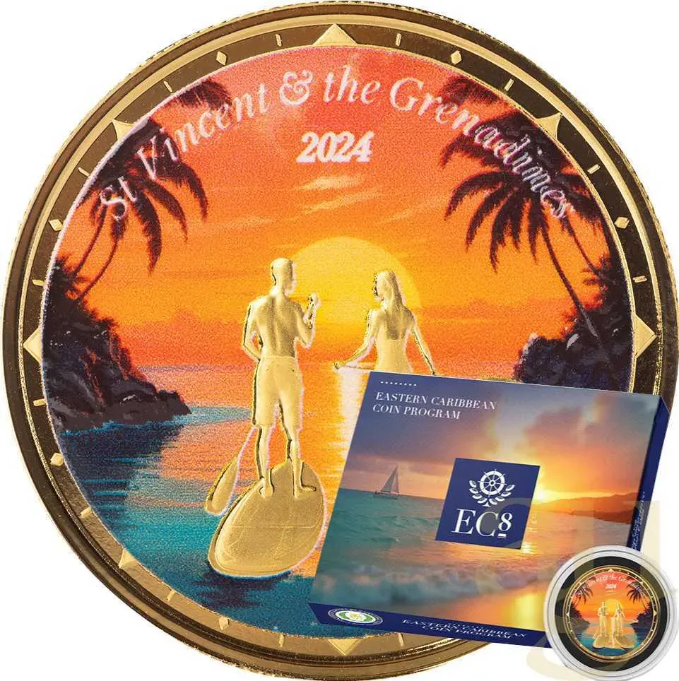 1 Unze Goldmünze EC8 St. Vincent & The Grenadines - Paddleboard Couple 2024 -...