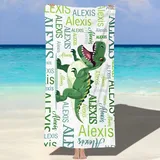 MJARTORIA Personalisiert Strandtuch Microfaser Badetuch mit Namen Kinder Damen, Beach Towel Handtuch Badetuch Stranddecke Schnelltrocknend für Reise Schwimmen Sauna Yoga Fitness 60x120cm Mikrofaser