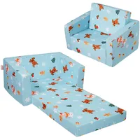 VEVOR Kindersofa Kindercouch Kindersessel Faltbar Blau 104x58x32cm Kindermöbel