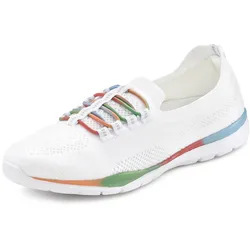 Sneaker LASCANA "Slipper, Halbschuh, leichtes Meshmaterial", Damen, Gr. 36, bunt (weiß, multi), Obermaterial: 100% Textilmaterial. Futter: 100% Textilmaterial. Decksohle: 100% Textilmaterial. Laufsohle: 100% Synthetik, unifarben, sportlich, Schuhe, zum Reinschlüpfen mit elastischen Schnürbändern VEGAN, Topseller
