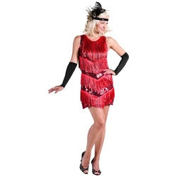 thetru Kostüm Charleston Kleid rot, Glitzerndes Flapper-Kleid für 20er Mottopartys rot