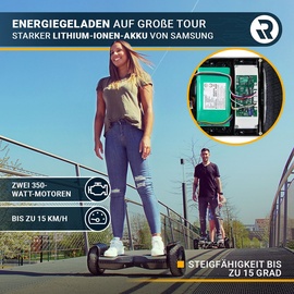 ROBWAY X2 Offroad-Hoverboard fürs Gelände, Erwachsene und Kinder, 8,5 Zoll, App, Bluetooth, 700 Watt (Schwarz Matt, Offroad)