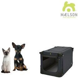 MAELSON Tiertransportbox Soft Kennel Transportbox, faltbar – anthrazit, für Hunde und Katzen geeignet grau