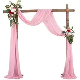 GVPOELR Hochzeitsbogen Tüllstoff, Rosa Hochzeitsbogen Vorhang, Querbehang Freihanddeko, Vorhänge Hochzeit Bogen Vorhänge, für Laube Hochzeit Torbogen