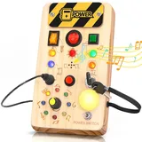oakjar Montessori Busy Board Spielzeug ab 3 Jahr, Musikalisch Activity Board, LED Holzspielzeug Motorikspielzeug für Kinder, Lernspielzeug für Baby Kleinkinder Jungen Mädchen