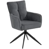 Set One by Musterring SetOne by Musterring Armlehnstuhl schwarz Dunkelgrau, Metall, Textil, Stativgestell 59x89x63 cm, Stoffauswahl, Sitzfläche 360° drehbar mit Rückholfunktion, Eisen schwarz