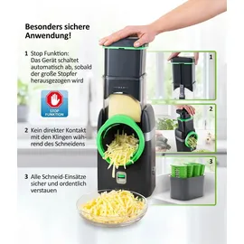Genius Nicer Dicer Electro Gemüsereibe 25-tlg. Schwarz/Grün