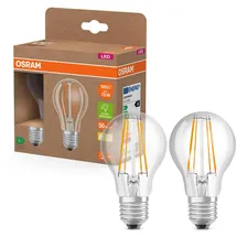 Osram LED Classic LED-Lampe A 75 in klassischer Kolbenform, klarer Glaskörper, 5 W, 1055 lm, E27 Fassung, warmweißes Licht mit 2700 K, EEK A, 60 mm Durchmesser, 2er-Pack
