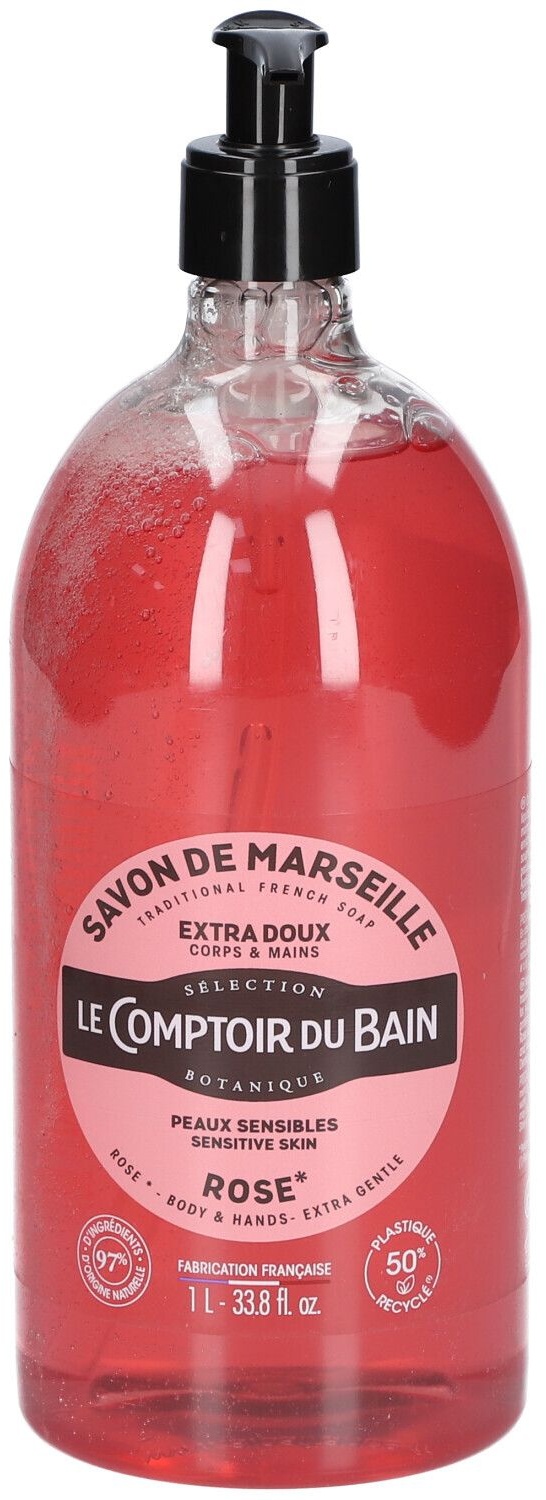 Le Comptoir du Bain Savon traditionnel de Marseille Rose 1000 ml savon liquide
