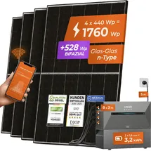 solarway All In One Balkonkraftwerk 1760 W / 800 W inkl. 3,2 kWh Anker Solix 2 Pro Speicher