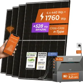 solarway All In One Balkonkraftwerk 1760 W / 800 W inkl. 3,2 kWh Anker Solix 2 Pro Speicher