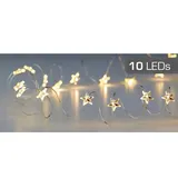 Cepewa Mikro Draht Lichterkette Stern warmweiß silber Batterie Deko Beleuchtung Weihnachten (1 x 10 LED - Weiß