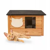 QLS Katzenhaus 53x39 cm mit Matratze, Isoliert Montiert Outdoor Draußen