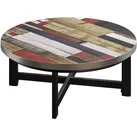 BO | Bistro Lounge Tisch | Ø80xH32cm | 25mm | Edelstahl Rand | Vintage Bunt/ Schwarz