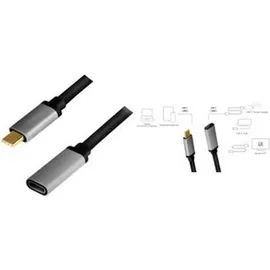 Logilink CUA0105 - USB 3.2 Gen 2-Verlängerungskabel 4K/60 Hz, Alu, schwarz/grau, 0,5 m