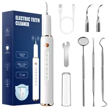 kouric Zahnsteinentferner mit LED, Zahnreinigungsset für Hunde/Katzen und Hause, Elektrische Zahnreinigung Set mit 5 Modi und 3 Reinigungsköpfe, USB-C, IPX 7