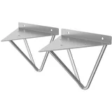 ML-Design 2 Stück Regalhalterung 160 mm Grau, aus Metall, Dreieckige Regalwinkel, Haarnadel Wandhalterung, Prisma Regalträger Wandmontage, Hairpin Wandregal Wandkonsole