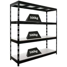 Proregal Schwerlastregal Metall 200x200x60cm Schwarz 4 Melamin-Ebenen