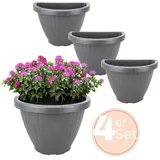 GarPet 4x Blumentopf Wand Blumentopf Wandmontage Wandblumentopf Wandvasen für Pflanzen Pflanzen Wandhalterung Wandtopf Außenbereich 30 cm Grau