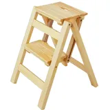 Klapptreppe Klappstufen Klapptritt Trittleiter 2 Stufen aus Holz leicht und faltbar für Kind Erwachsene für Bibliothek Loft Küche Home Decoration - 150kg Kapazität
