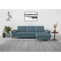 sit&more Ecksofa SIT & MORE "Westham L-Form", bunt (graublau), B:275cm H:88cm T:172cm, 100% Polyester, Sofas, Ecksofa, mit Recamiere, mit oder ohne Bettfunktion, Bettkasten, Füße Eiche