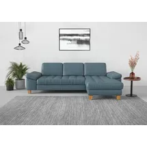 sit&more Ecksofa SIT & MORE "Westham L-Form", bunt (graublau), B:275cm H:88cm T:172cm, 100% Polyester, Sofas, Ecksofa, mit Recamiere, mit oder ohne Bettfunktion, Bettkasten, Füße Eiche