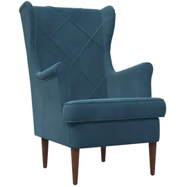 vidaXL Sessel 72 x 71 x 70 cm Blau Samt mit Kissen