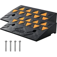 Vevor 2xSchwellenrampe Vollgummi Türschwellenrampe Max. Tragfähigkeit bis zu 15Tonnen Bordsteinrampe 50x32x11cm Rollstuhlrampe Auffahrrampe Gummirampe ideal für unebenen Boden Bordsteinkanten