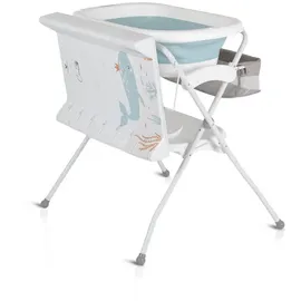 Cangaroo Babywanne Wickeltisch Como 2 in 1 faltbar, Wickelauflage, Zubehörfach blau